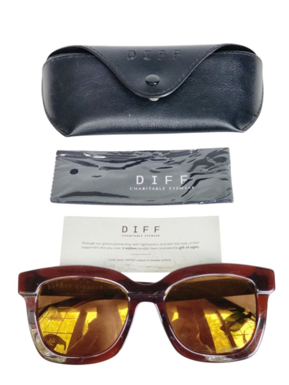 DIFF Carson Brown Gold Mirrored Sunglasses NEW